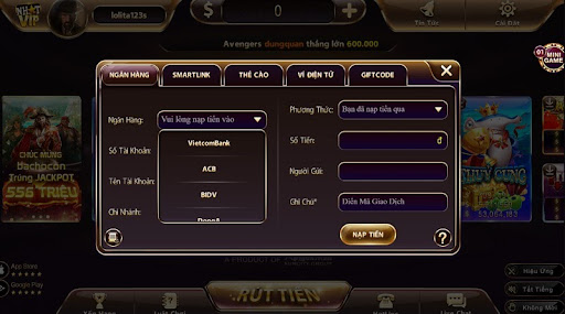 nap tien nhatvip Nạp tiền bằng thẻ cào
